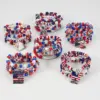 Wholesale New American Flag Bracelet Red White Blue Beads Adjustable Clasp Independence Day & Daily Wear Unisex