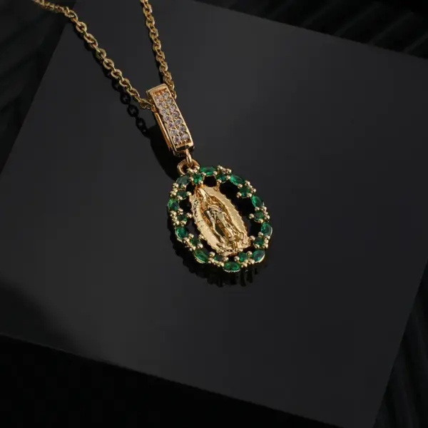 Wholesale Copper Human Vacuum Plating (Outside The Furnace) Zircon Unplated Precious Metal Pendant Necklace