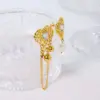 Wholesale Elegant Pearl Earrings Titanium Steel Tassel Non-fading Heart Shaped Clip-Ons For Party Yellow 18K Gold Plated 304 Stainless Steel