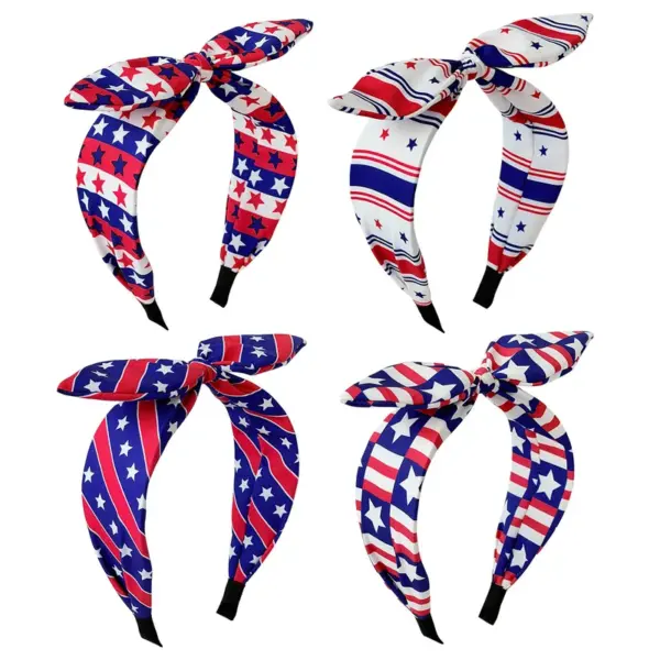 Wholesale Red Cloth Bow Tie Hair Band For Women, Perfect Hair Accessory For Independence Day