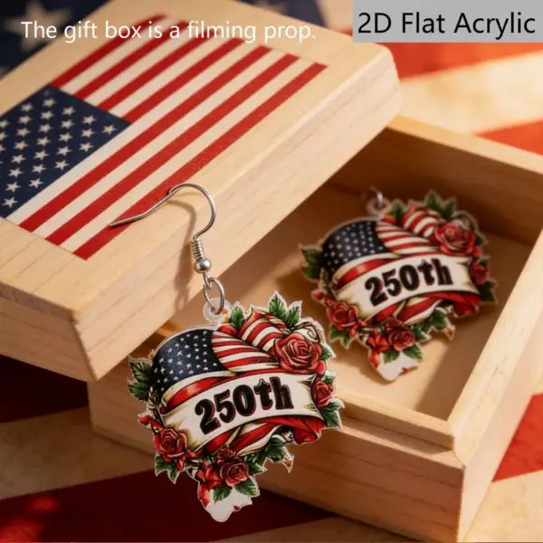 Wholesale Retro Rose Print Drop Earrings In White & Red Acrylic With 304 Stainless Steel Ear Pins For Women