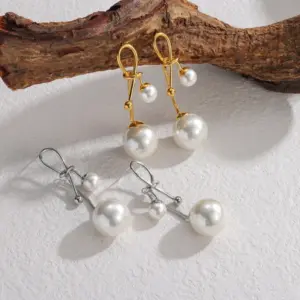 Wholesale French Retro Fashion Versatile Pearl Tassel Knotted Earrings Elegant Light Luxury Stainless Steel Earrings For Women Factory Direct Sale
