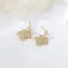 Wholesale Maple Leaf Stud Earrings For Women With 925 Sterling Silver Posts, Copper Base, 14K Real Gold Plated And Zircon Inlay