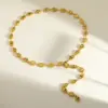 Wholesale Vacuum-plated (in-furnace) With 18K Real Gold On 304 Stainless Steel—elegant, Vintage, And Romantic Oval, Heart-shaped, And Diamond-inspired Chain Necklace With Lobster Clasp, Available In Gold, Perfect For Women