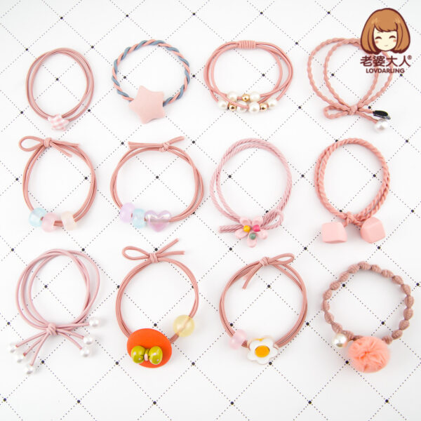 oly-49958cf5428f9eddc3c95532876210c9 Wholesale Canned high elastic net red hair ring Pearl crystal beads hair band hair accessories headdress set