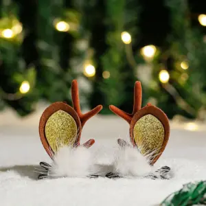 1 Pair of Brown Deer Antler Fur