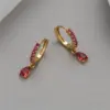 Wholesale Round Copper Earrings For Women With 14K Real Gold Plated Electroplated Finish, 925 Sterling Silver Posts, And Zircon Inlay