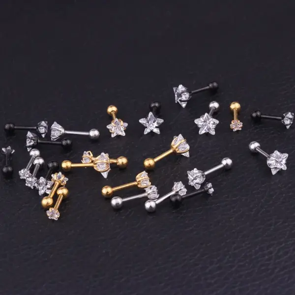 Wholesale 316L Stainless Steel Ear Cartilage Rings & Studs Geometric Waterproof Non Tarnish Surgical Steel