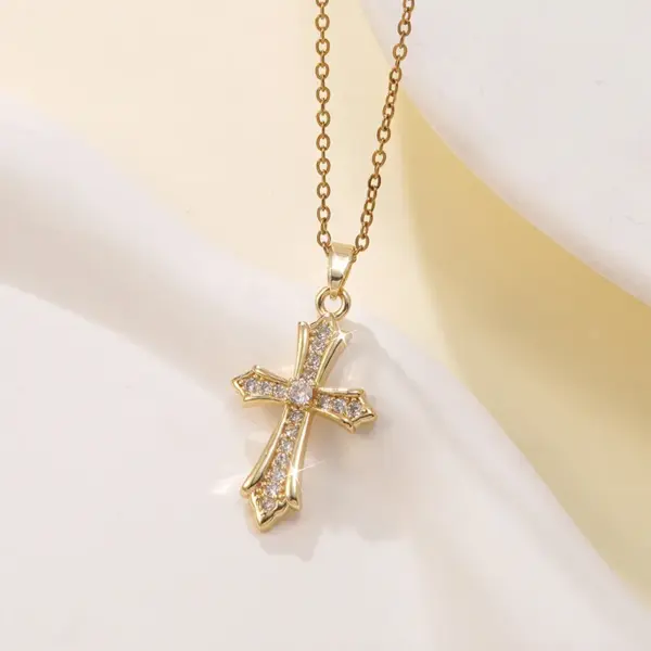 Wholesale Fashionable INS Style Simple Geometric Cross Pendant Necklace Suitable For Women's Daily Wear, Parties, Shopping, Or Dinners