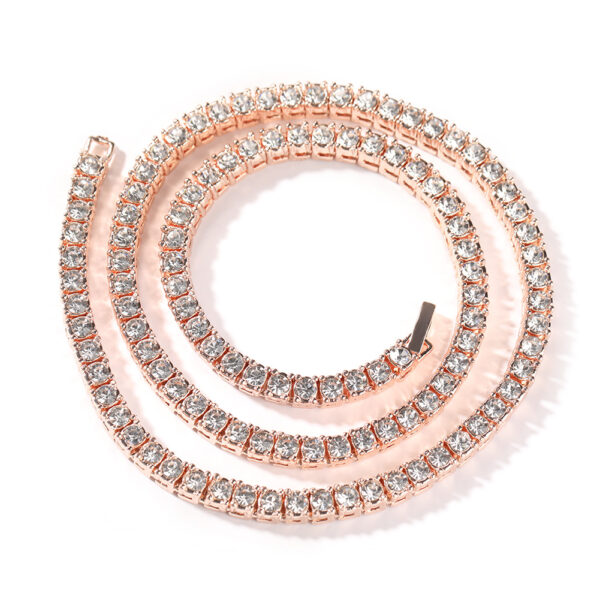 Wholesale Electroplated alloy tennis chain with gold rhinestones, a row of tennis chains, gold and silver necklaces