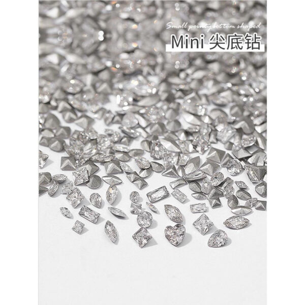 Wholesale Internet Celebrity Popular Manicure Mini Small Pointed Bottom Zircon Special-Shaped Diamond Super Flash Mini White Micro Zirconium Nail Decoration