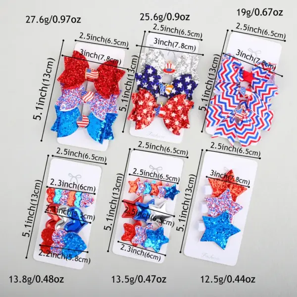 Wholesale Cartoon American Independence Day Hair Accessories Set Heart-shaped Bow Hair Clip Onion Powder Festival Hair Accessories