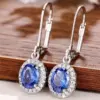 Wholesale Geometric Drop Earrings For Women With Claw Setting, White K Plated Copper, Water Plating And Zircon Inlay