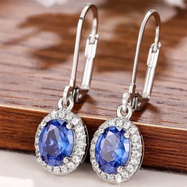Wholesale Geometric Drop Earrings For Women With Claw Setting, White K Plated Copper, Water Plating And Zircon Inlay