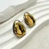 Wholesale Double Layer Gold And Silver Color Stainless Steel Electroplated 18K Gold Plated Waterdrop Shaped Women's Fashion Earrings