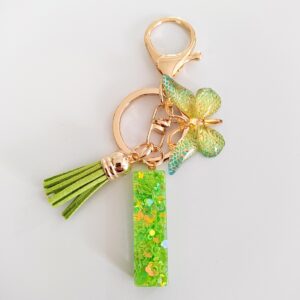 Green letter keychain pendant-I