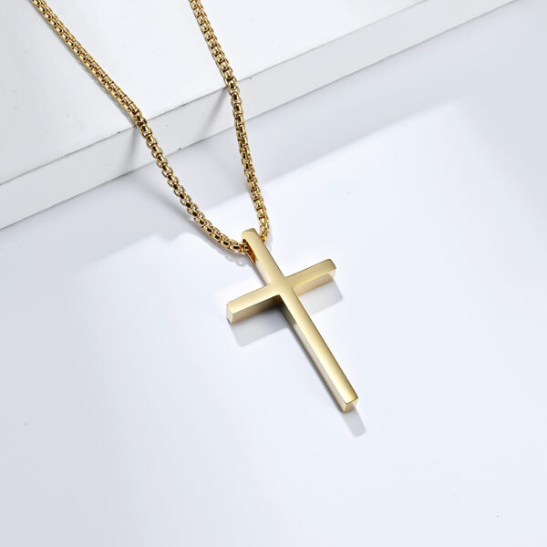 oly-4a2f7ca81fcbb505fca9202d17cd529d Wholesale Ins Genderless Simple Titanium Steel Cross Necklace Glossy Niche Stylish Men and Women Wear Sweater Chain Pendant