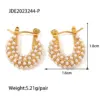 Wholesale 304 Stainless Steel Geometric PVD Coated Artificial Pearls 18K Gold Plated Real Gold Plated Fashion Waterproof Non Tarnish Inlay Gold Earrings