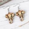 Wholesale 1 Pair Retro Western Style Elephant Wood Drop Earrings