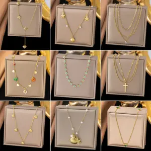 Wholesale PVD Coated Real Gold Plated Scallop Daisy 304 Stainless Steel Elegant Simple Style Waterproof Non Tarnish Plating 304 Stainless Steel Pendant Necklace