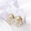 Wholesale Unisex Flowers Stud Earrings With Freshwater Pearl, Waterproof Non Tarnish 304 Stainless Steel, 18K Real Gold PVD Coated