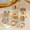 Wholesale Ion Plating (IP) 18K Gold Plated Pentagram Star Heart Shape 304 Stainless Steel IG Style Glam Vintage Style Waterproof Non Tarnish Open Rings