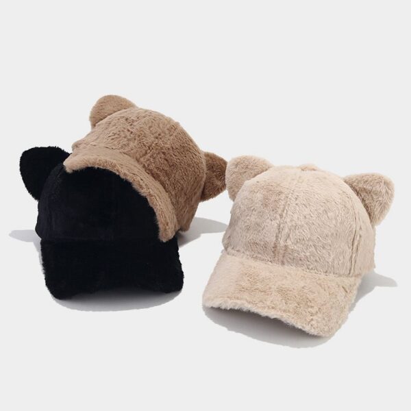 Wholesale Autumn and winter cute cartoon light board cat ears baseball cap girls' college style plush all-match peaked cap fashion