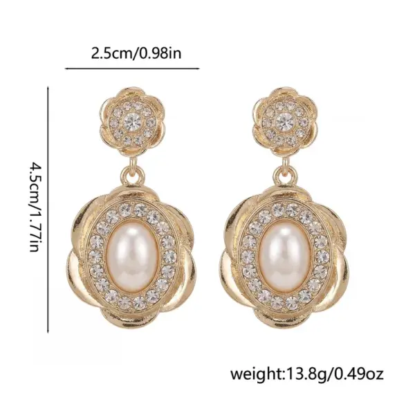 Wholesale Women’s Flower Stud Earrings Featuring Zinc Alloy And Pearl Inlay, Elegant Drop Earrings