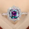 Wholesale Geometric Claw Setting Rings For Women In Copper With White K Water Plating And Zircon Inlay