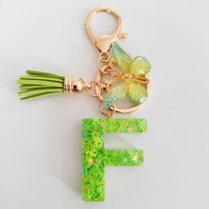 Green letter key chain pendant-F