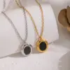 Wholesale Minimalist Oval Oil Drop Pendant Necklace Stainless Steel Vacuum Electroplating Multifunctional Daily Jewelry For Women Simple Design