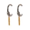 Wholesale 1 Pair Hip-Hop Exaggerated C Shape Lines Plating Brass 24K Gold Plated Bullet Backs Hoop Earrings