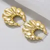 Wholesale Three-dimensional Geometric Earrings For Women In Copper With KC Golden Water Plating And 0.03µm Thickness