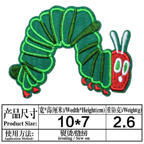 Wholesale Green caterpillar embroidered round-faced monkey and bee patch
