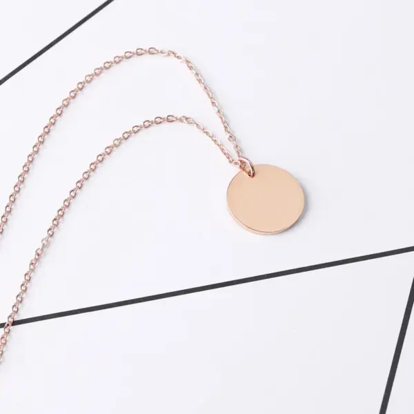 Wholesale PVD Coated 18K Gold Real Gold Plated Round Stainless Steel Simple Style Waterproof Non Tarnish 304 Stainless Steel Pendant Necklace