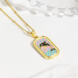 Pink Dolphin with Necklace / 1 Strand/Package