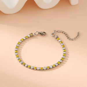 1:1 yellow 3mm silver bracelet