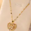 oly-4ac903e084dfcef301ac80c8cff7e642 Wholesale Jewelry Elegant Glam Heart Shape Stainless Steel Zircon Plating Inlay Pendant Necklace