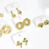 Wholesale 1 Pair/Package Elegant Round Flower Plating Acrylic Pearl Copper 18K Gold Plated Ear Studs