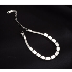 Silver love square snake bone bracelet