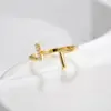 Wholesale Copper Geometric Rack Plated Zircon 18K Gold Plated IG Style Casual Commute Rings