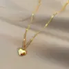 Wholesale Jewelry Simple Style Heart Titanium Steel Imitation Gold Snake Chain Necklace