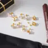 Wholesale 18K Real Gold Plated In Vacuum Plating Furnace 304 Stainless Steel Letter Zircon Earrings Simple Ear Jewelry Waterproof Non-Fading