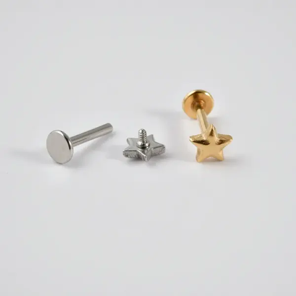 Wholesale 1 Piece 304 Stainless Steel Stone-Free Casual Hawaiian Tropical Lip Rings Star Moon Ion Plating (IP) 18K Gold Plated Ear Cartilage Rings & Studs
