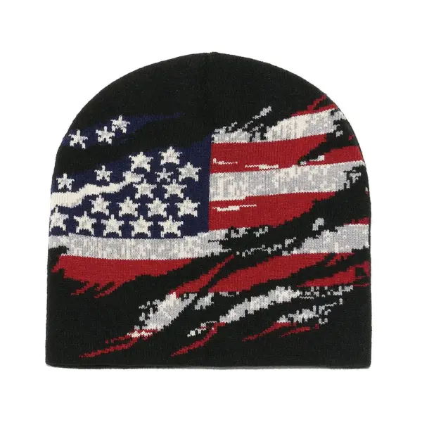 oly-4af2bba37b743cc6c81ebcec8f8bdadc Wholesale Men's Winter Knitted Hat American Flag Star Embroidery Ear Protection Woolen Cap Vintage Style Overhead Design Autumn Season