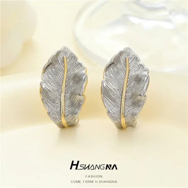 Wholesale Feather Stud Earrings For Women With Copper And 925 Sterling Silver Posts In Multicolor