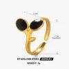 Wholesale Ion Plating (IP) 18K Gold Plated Leaves 304 Stainless Steel Hip-Hop Vacation Waterproof Non Tarnish Open Rings