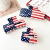 Wholesale PVC American Flag Barrettes Festival Atmosphere High Sense Grip Back Head Shark Clip Hair Accessories