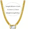 Wholesale 304 Stainless Steel Glass Heart Shape Ion Plating (IP) 18K Gold Plated Sexy Romantic Waterproof Non Tarnish Cuban Link Chain Curb Chain Gold Bracelets Necklace Jewelry Set