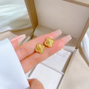 Wholesale Three-dimensional Flowers Stud Earrings For Women In Titanium Steel With UV Plating